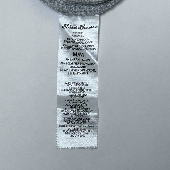 Eddie Bauer Lounge Thermal Waffle Shirt M Light Grey Heather Poly Viscose Elasta - Picture 3 of 3